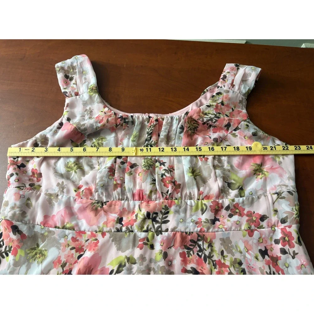 Signature Ella Pink Floral Empire Waist Chiffon Dress Plus Size 20W Sleeveless - Picture 5 of 7